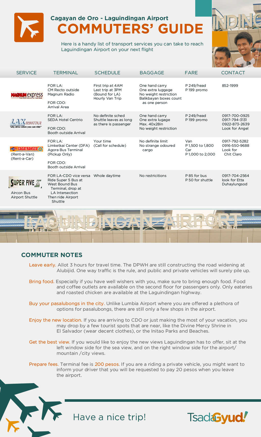 Laguindingan Airport Commuters Guide - Complete list of commute shuttle public transportation
